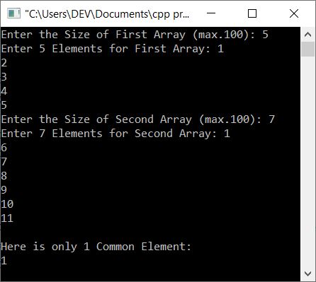 print all common elements between two arrays c++