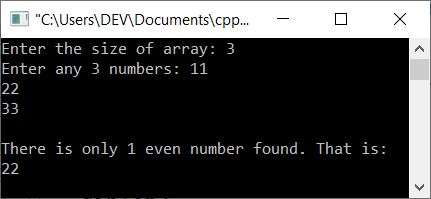 print even numbers from array c++