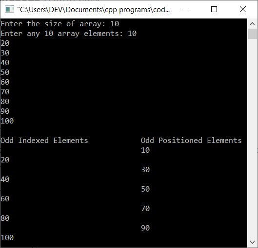 print odd positioned elements in array c++