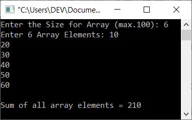 print sum of array elements c++ program