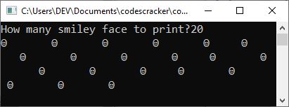 smiley face program in c++
