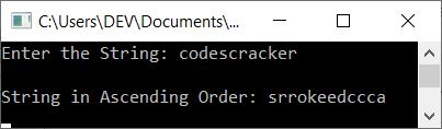 sort string in descending order c++