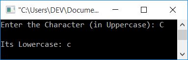 uppercase character to lowercase c++