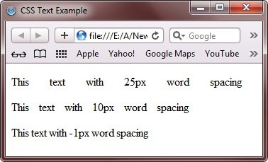 CSS word-spacing Property