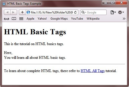 html basic tags