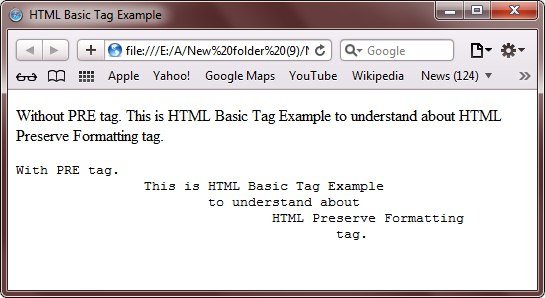 HTML Preserve Formatting Tag