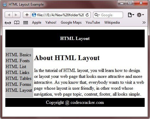 webpage layout html example