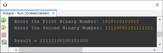 binary number addition java program