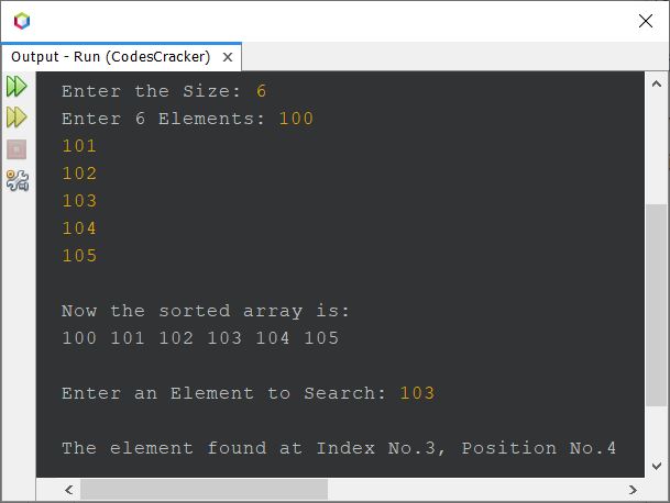 binary search in java