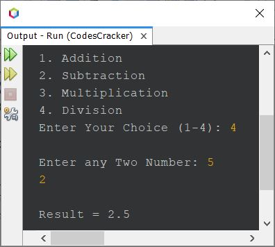 calculator program in java using if else