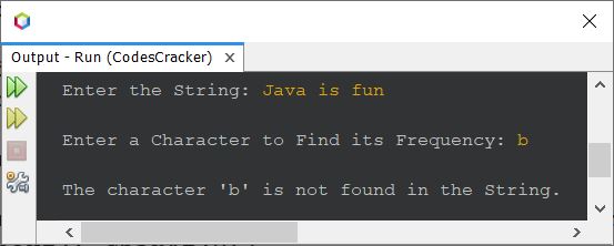 find frequency of given character in string java