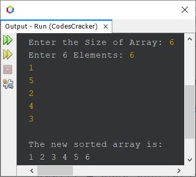 insertion sort program in Java
