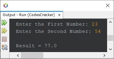 java add two numbers using function