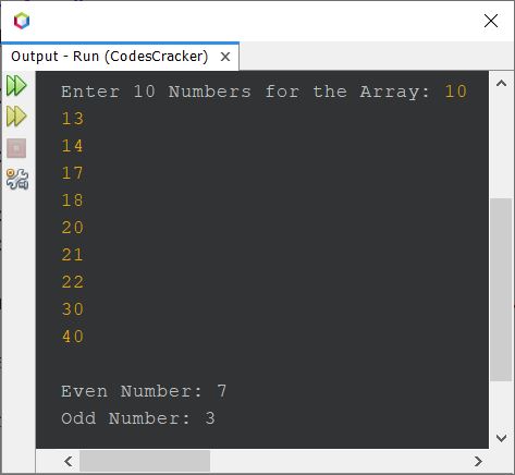java count odd even numbers in array