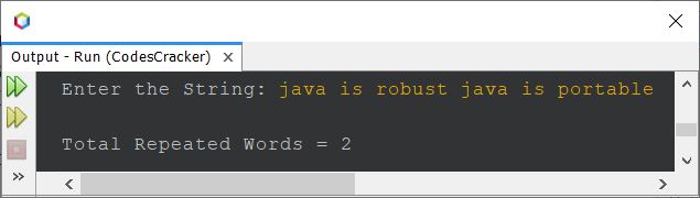 java count repeated words in string