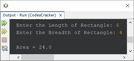 java find area of rectangle
