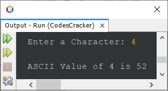 java find ASCII value of given character
