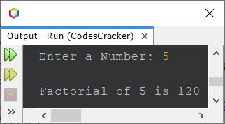 java find factorial of a number