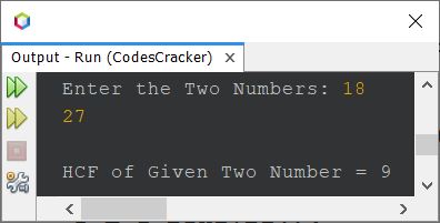 java find hcf of two numbers