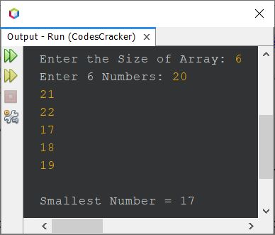java find smallest number in array