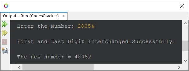java interchange first and last digit of number