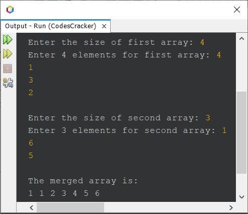 java merge two arrays and sort in ascending