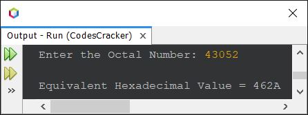 java octal to hexadecimal using function