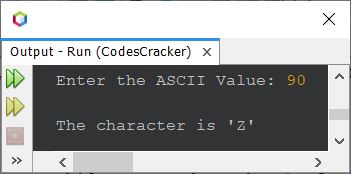 java print character of given ASCII value