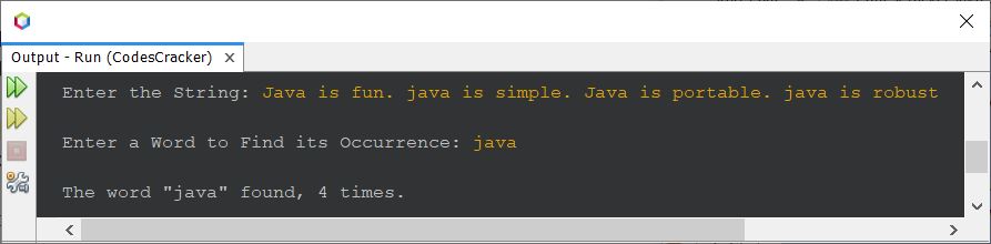 java print occurrence of word in string