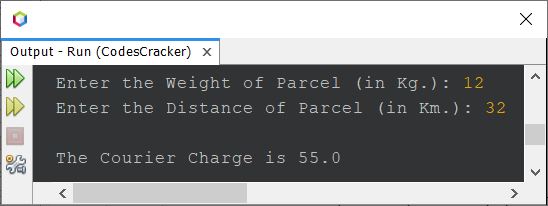 java program calculate courier charge