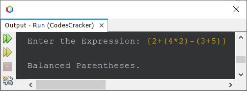 java program check balanced parentheses