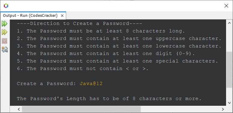 java program check password strength