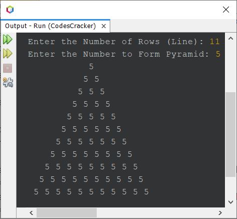 java program print pyramid of numbers