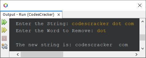 java program remove word from string