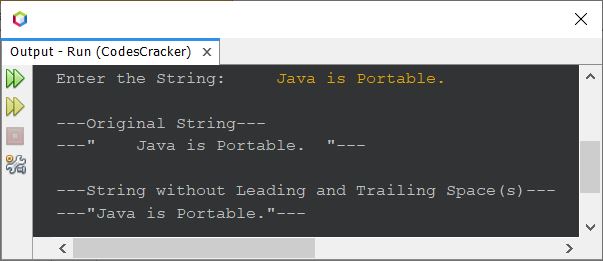 java remove leading and trailing spaces from string