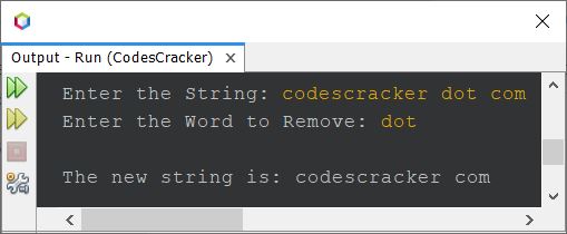 java remove word from string example