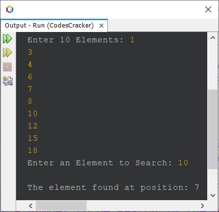 linear search program in java