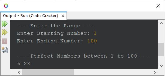 perfect number program in Java