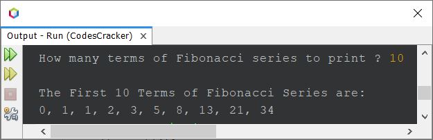 print fibonacci series in java