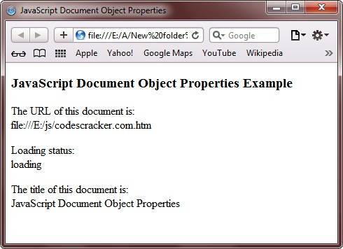 javascript document object properties