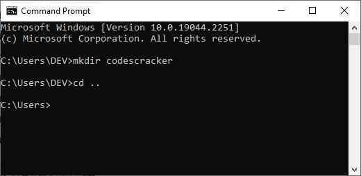 directory operation one directory back command