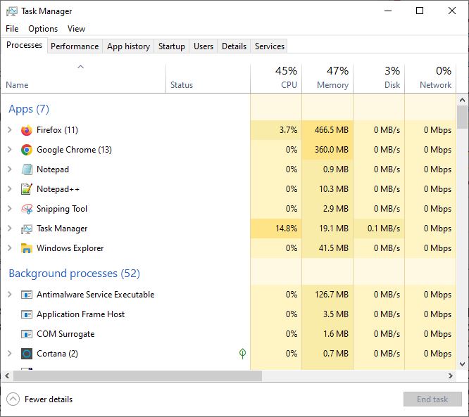 task manager window snap