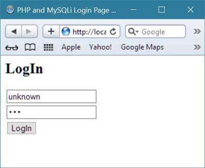 create login page php mysqli