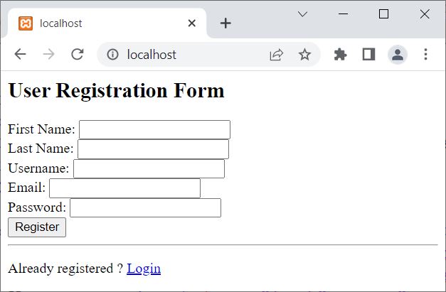 php mysql signup form page