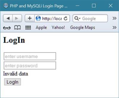 php mysqli login page code