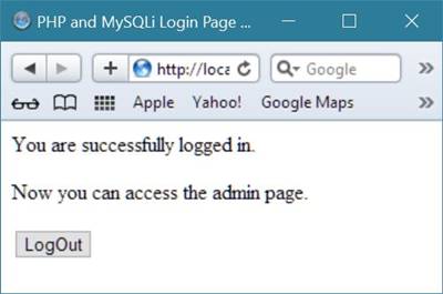 php mysqli login page example