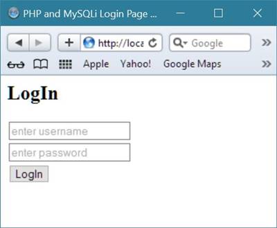 php mysqli login page