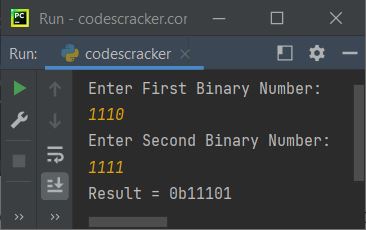 add two binary numbers python