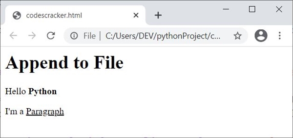 append to html file python