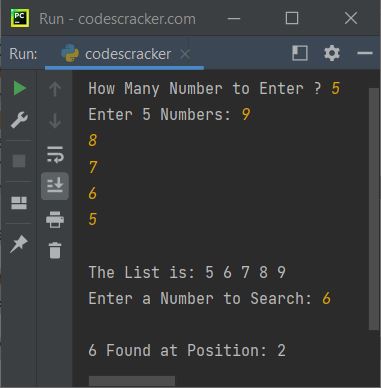 binary search using for loop python